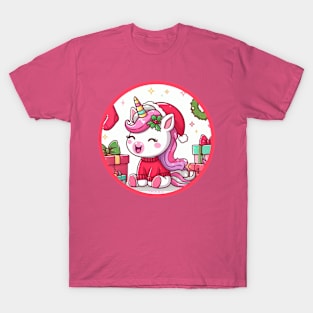 Unicorn in a Santa Hat T-Shirt